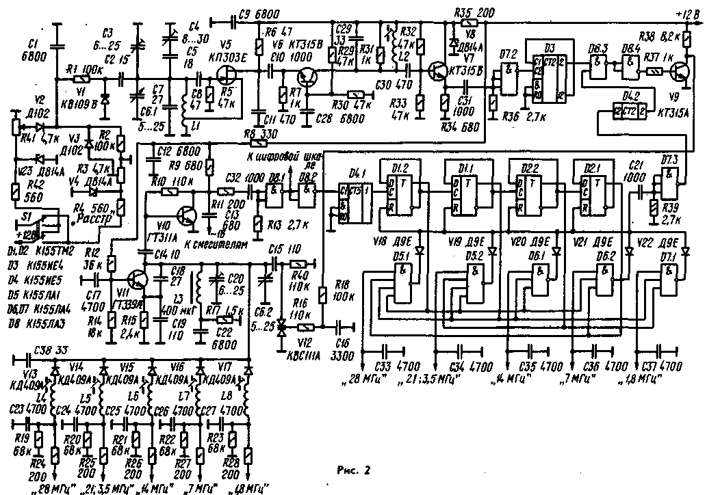 Принципиальная схема его формирователя частоты