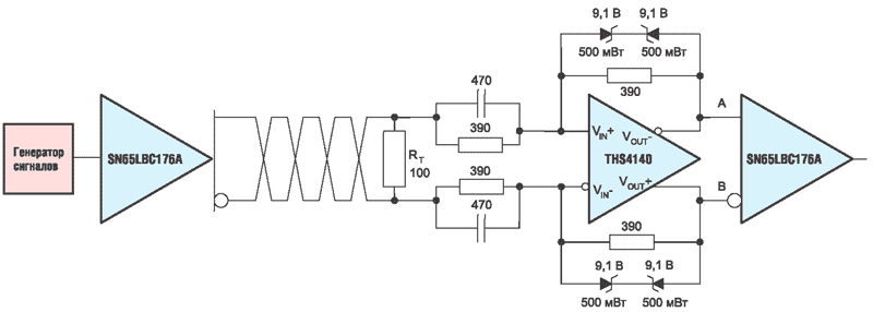 Дополнительный корректирующий усилитель на входе стандартной интерфейсной микросхемы RS-485