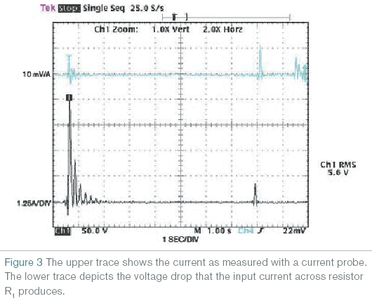 Start-up of a 2.4-kW power supply with the inrush-current limiter and a slow-start circuit