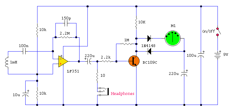 Electromagnetic Field Probe with Meter Output schematics