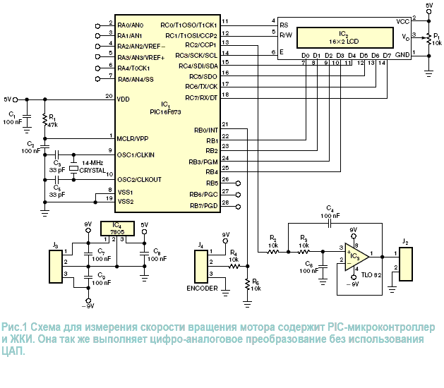 Схема для измерения скорости вращения двигателя с использованием недорогих компонентов