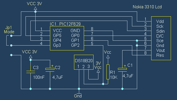 Nokia 3310 Lcd Thermometer Using Ds18b20