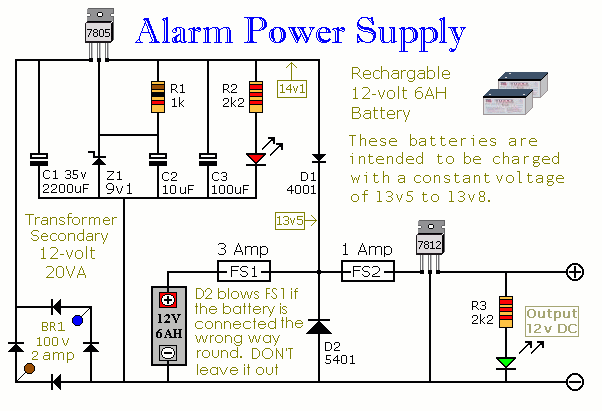 A Schematic Diagram Of An Uninterruptible Burglar Alarm Power Supply Unit