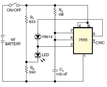 This circuit functions as a night-light. The LED stays off during daylight and turns on when the ambient light level drops