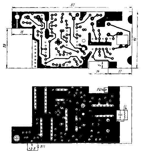 Приемник монтируют на печатной плате из двустороннего фольгированно-го стеклотекстолита толщиной 1,5 мм