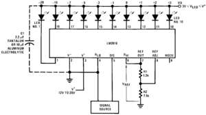 Схема Пиковый индикатор на основе LM3916