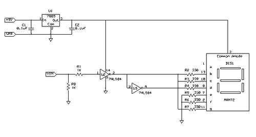 Here's the circuit schematic diagram for the Logic Probe
