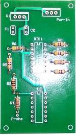 Add the 1 K and 330/470 ohm resistors onto the pcb and solder.