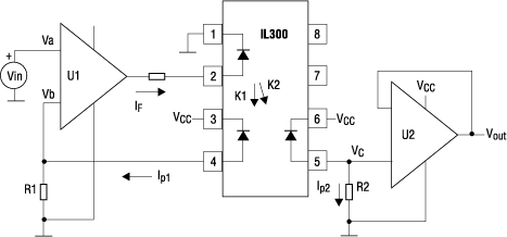Типовая схема включения оптопары с линейной передаточной характеристикой