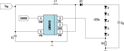 Схема включения драйвера LM3410 