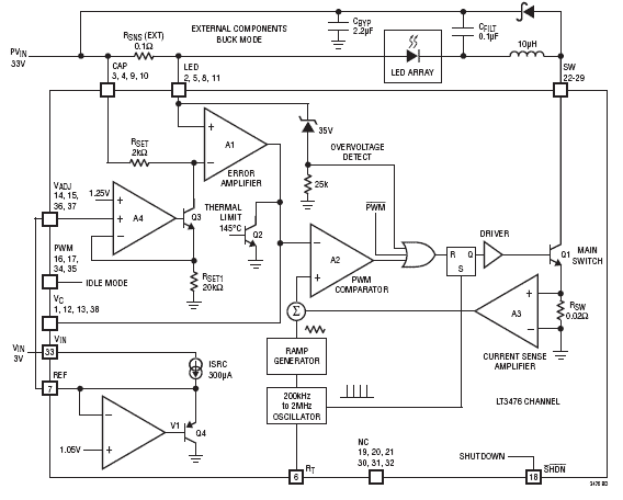 Функциональная схема LT3476