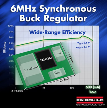 FAN5361: понижающий импульсный стабилизатор с рабочей частотой 6 МГц от Fairchild Semiconductor.