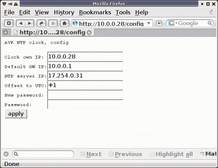 [NTP clock config page]