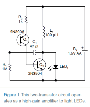 multivibrator provides a low-cost way to drive an LED from a single cell