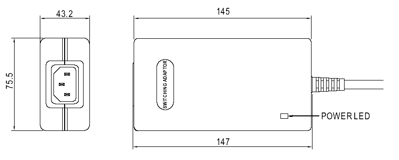 Габаритный чертеж адаптеров серии P66A