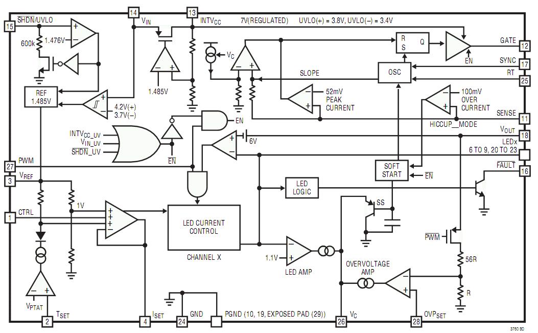 Linear Technology: LT3760 функциональная схема