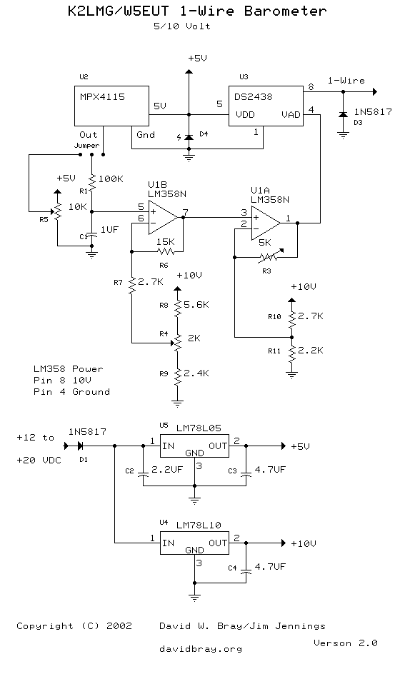 Барометр c интерфейсом 1-Wire. Схема