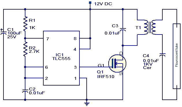 12 V Florescent lamp driver circuit