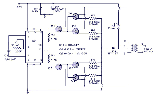 100 Watt inverter circuit