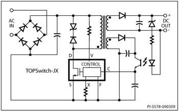 Типовая схема включения микросхем семейства TOPSwitch-JX 