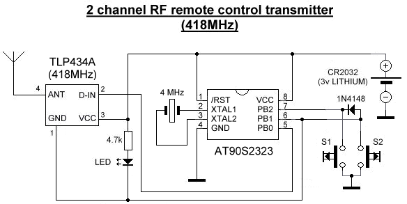 2 channel remote control transmitter schematic