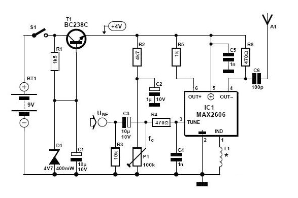 УКВ передатчик на микросхеме MAX2606