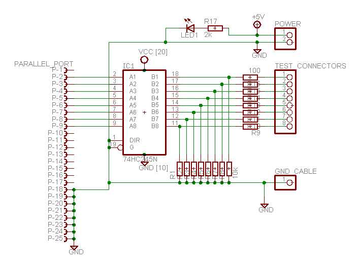 Parallel port logic analyzer