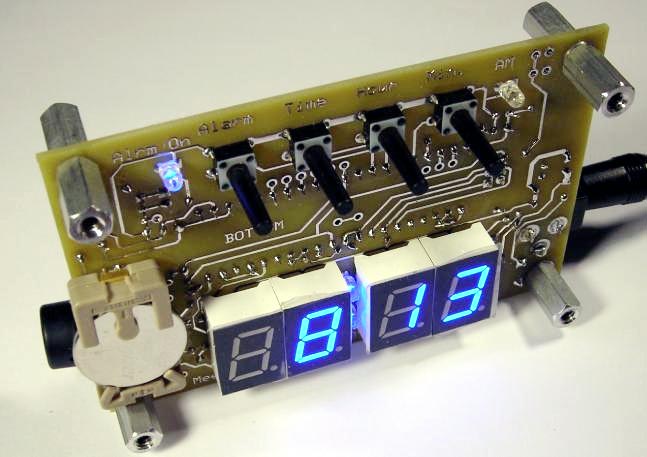 Blue Clock (Atmel Atmega8535 microcontroller). The bottom of the circuit board