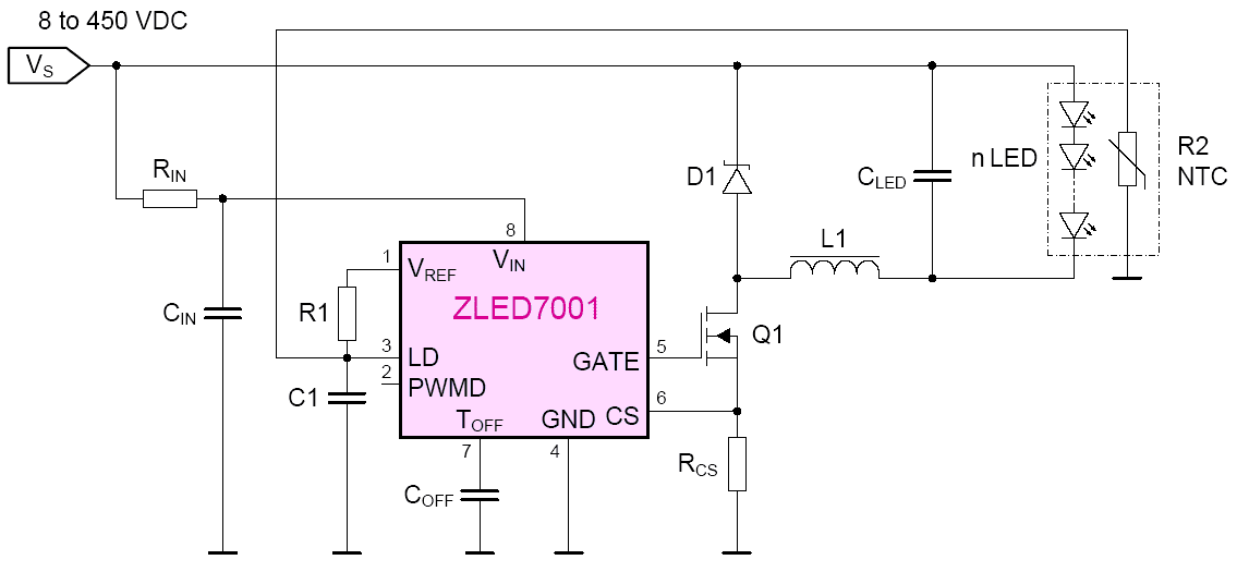 Схема включения ZLED7001