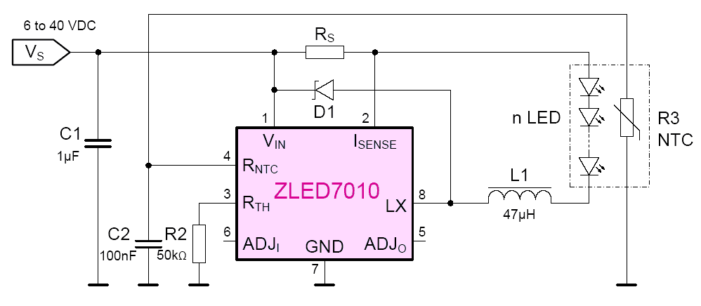 Схема включения ZLED7010