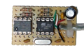 The prototype board including a ds1621 temperature sensor 