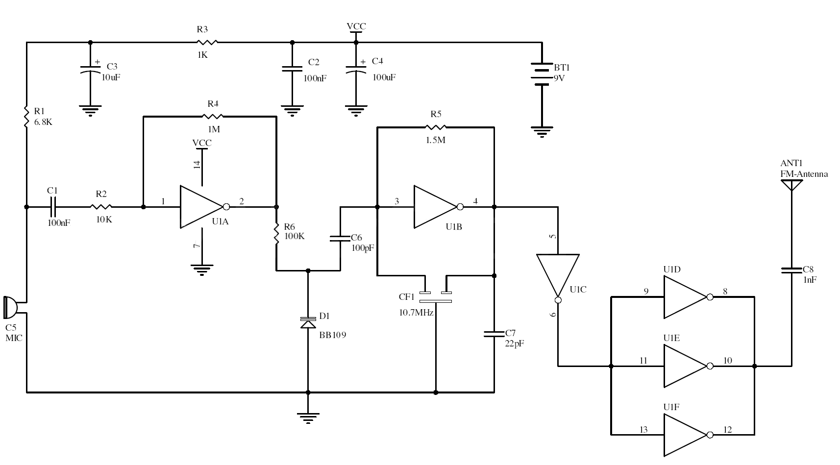Cd40106 схема включения