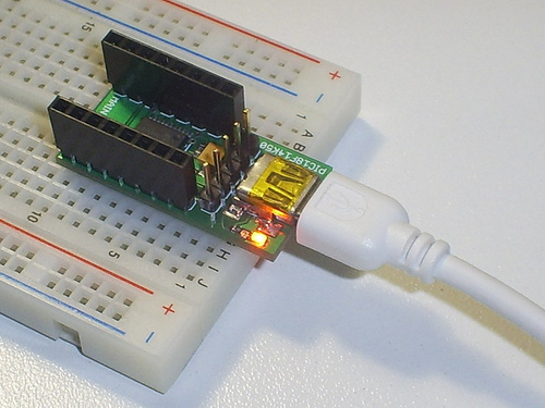 USB LowPin Kit on Breadboard