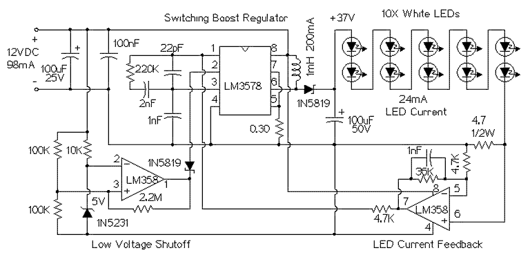 High Efficiency 12V White LED Driver