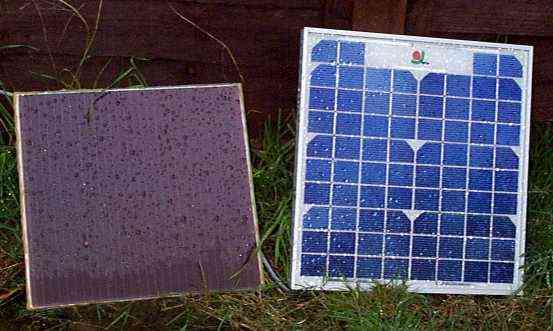 Picture of two panels out in the garden under the solar intensity levels typically found in the UK.