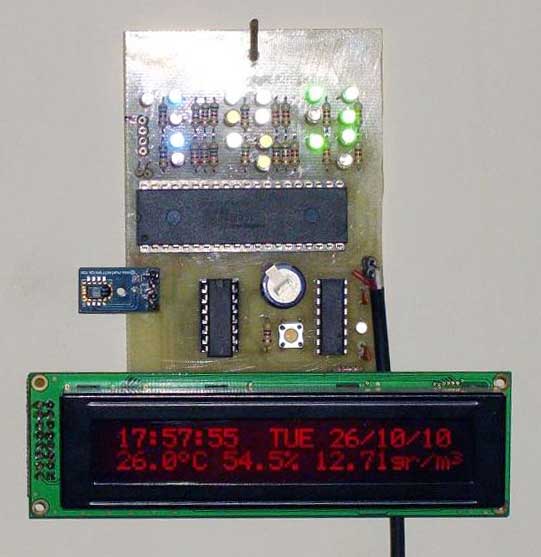 Цифровые и двоичные часы с термометром и гигрометром