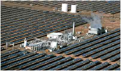 One of the steam cycle power cycles at the Kramer Junction solar energy generating system