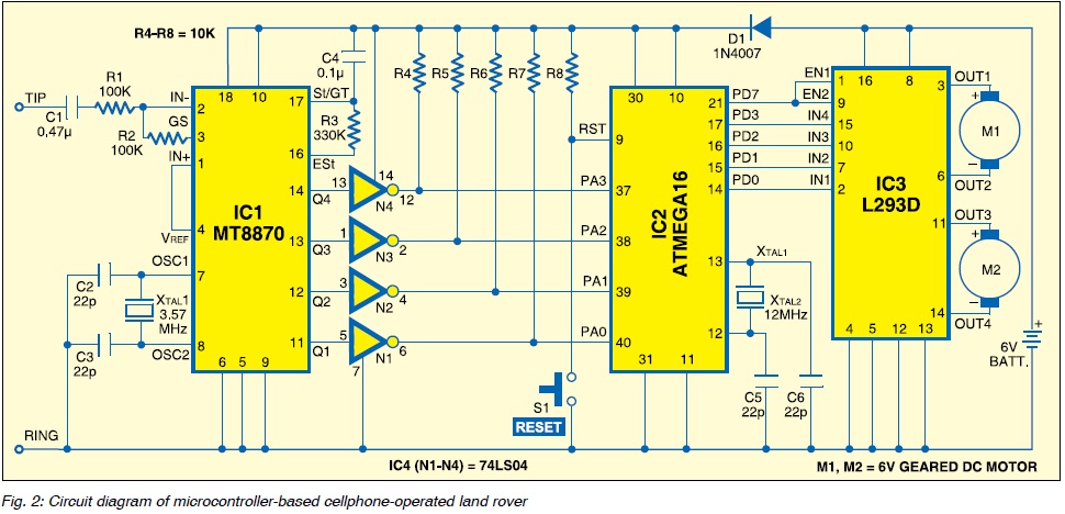 Cellphone Operated Land Rover Part 1 Schematic