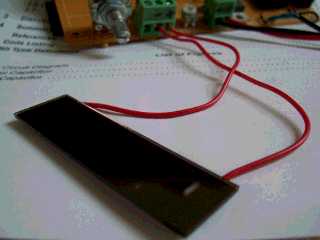 The righhand shows the input sensor made with a calculator solar cell. 