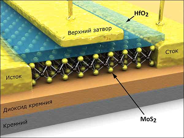 Схема молибденитового транзистора. 