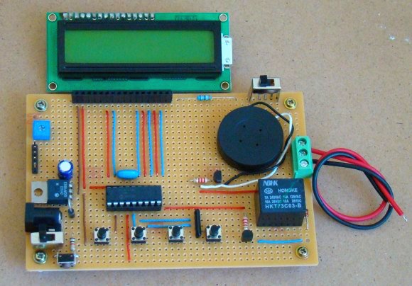 omplete circuit soldered on a general purpose prototyping circuit board