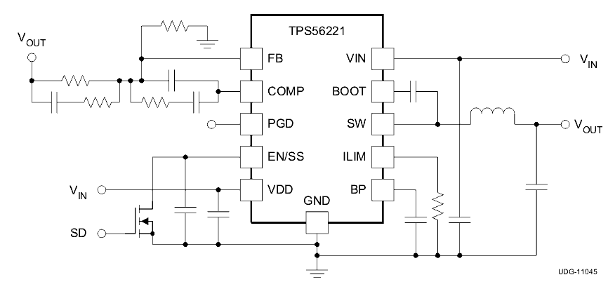 TPS56221 typical application circuit