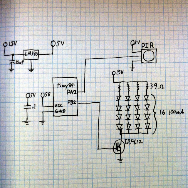 Schematic: Simple automatic kitchen sink light