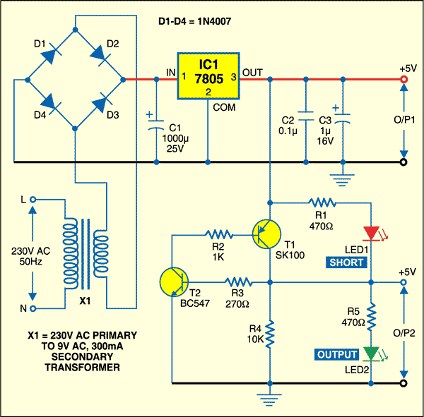 Circuit diagram of short-circuit protection