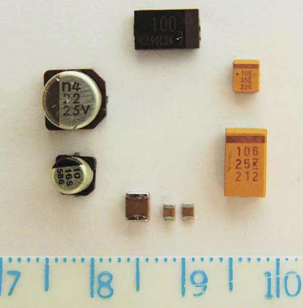 Capacitors commonly used for bypassing power supply rails