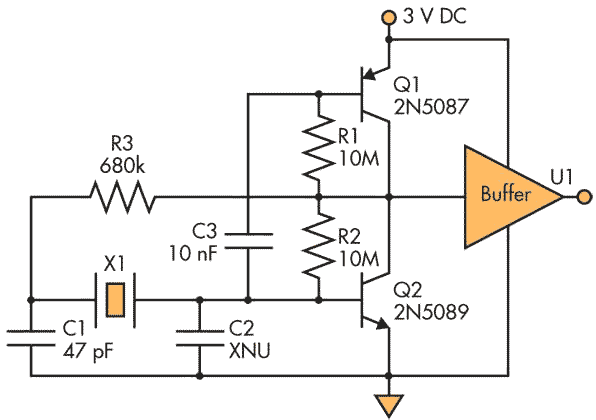 Crystal Oscillator Features Low Current, Low Startup Voltage