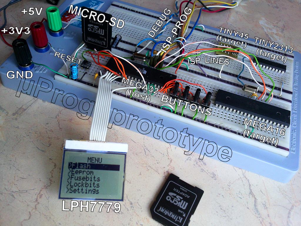 µProg - tiny, fast, portable AVR programmer with SD