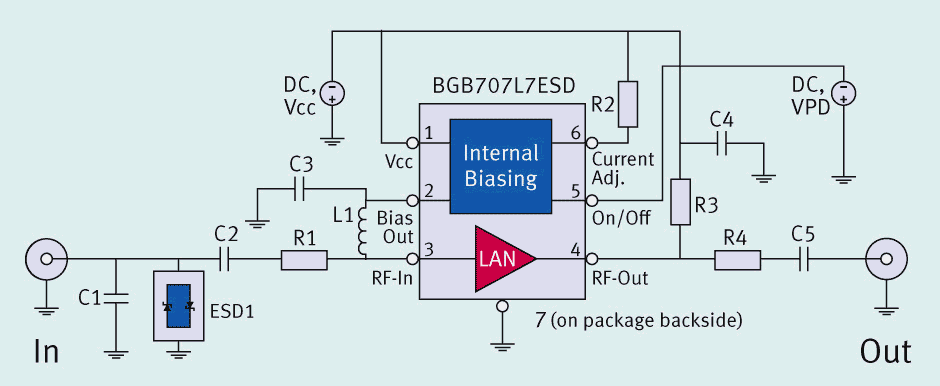 Типовая схема включения BGB707L7ESD