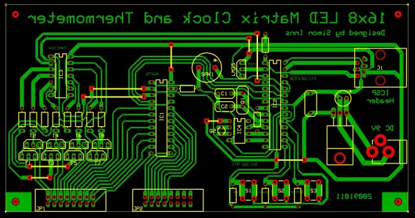 16x8 LED Matrix Display: Control board PCB layout