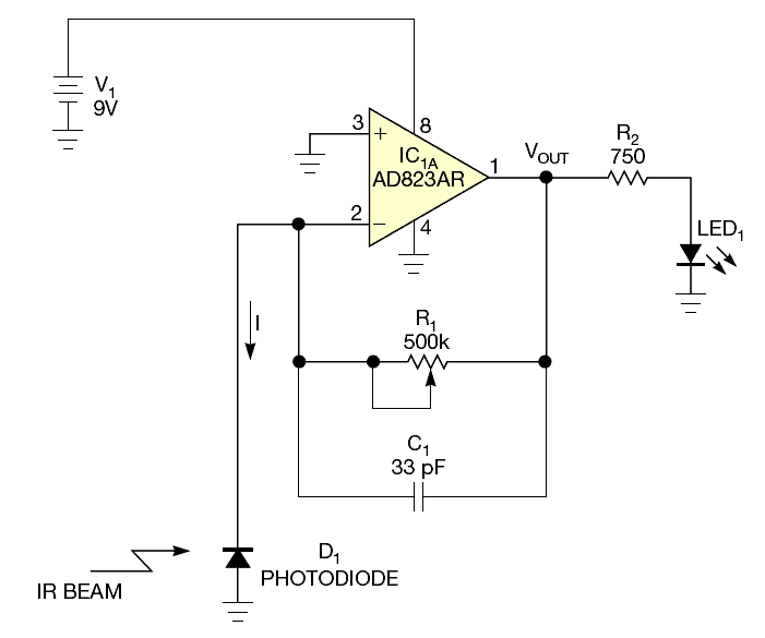 Circuit provides visual verification of IR pulses